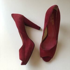 Kate Spade Georgia Pumps Peep Toe Red Suede 7